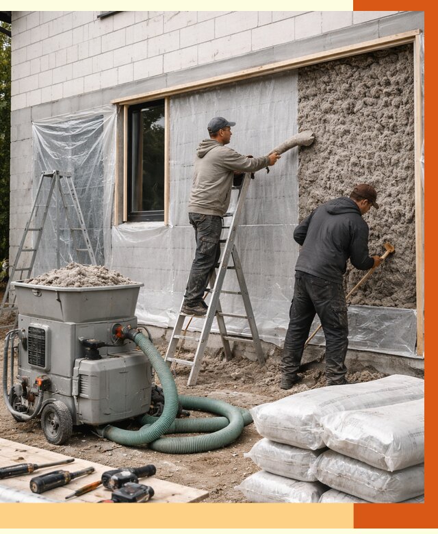 Утепление дома из газобетона эковатой в Азнакаеве от 4618 руб./м2 | ТепломастерЗнк