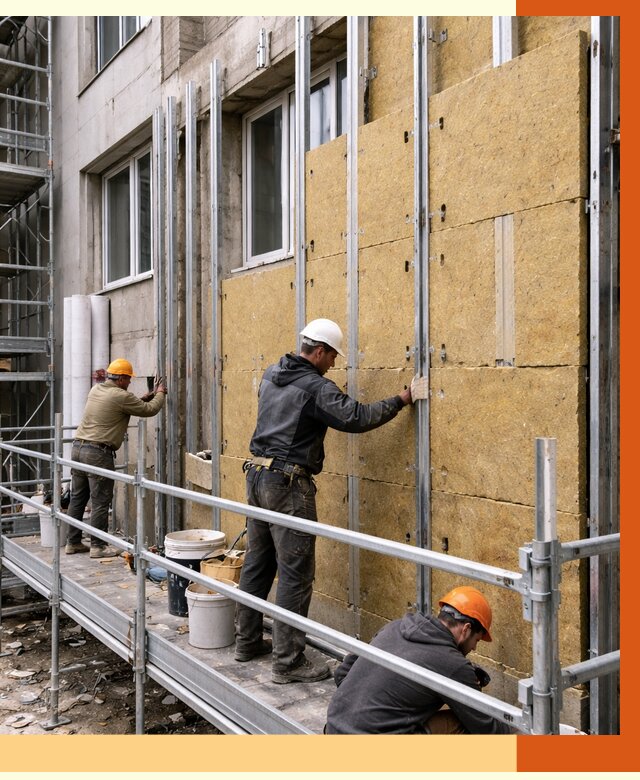 Утепление вентилируемого фасада в Азнакаеве от 5747 руб/м2 — монтаж и утепление вентфасад | ТепломастерЗнк